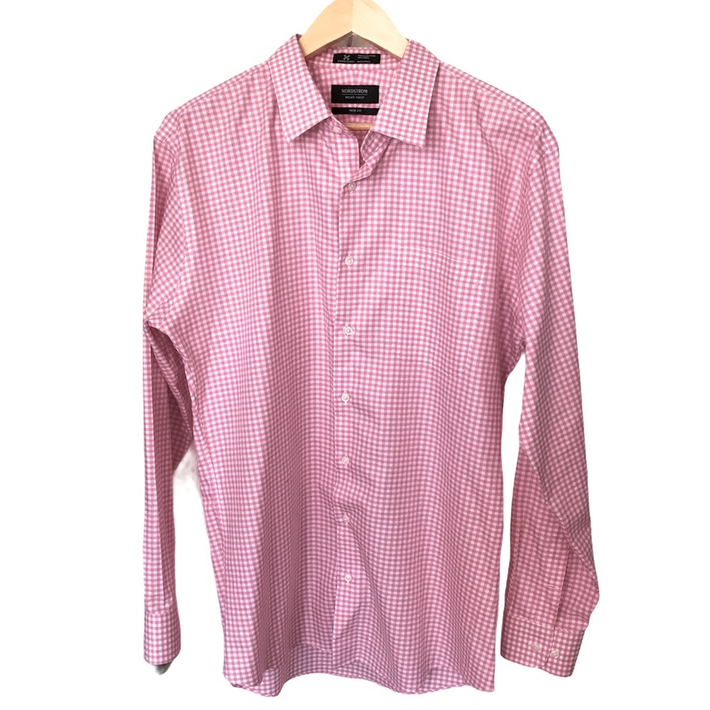 Nordstrom | smartcare pink check dress shirt